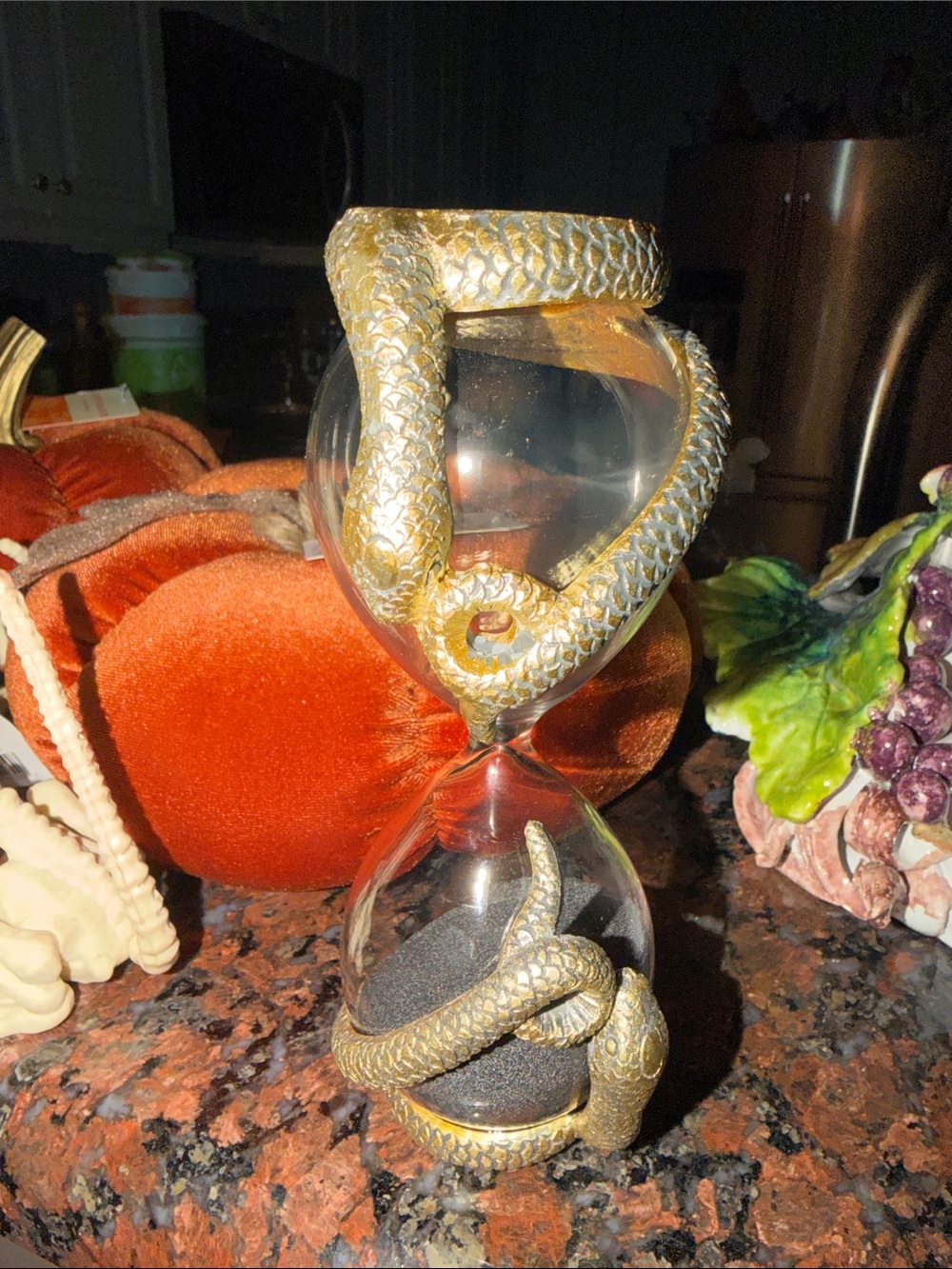 Golden Snake Hourglass black Sand Timer - Decorative Home Accent